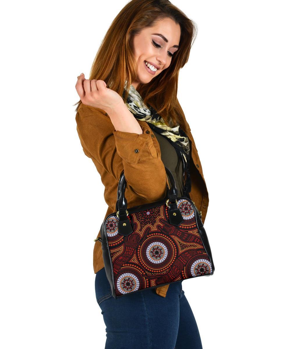 Aboriginal Shoulder Handbag - Aboriginal Human Dot Painting Art - Vibe Hoodie