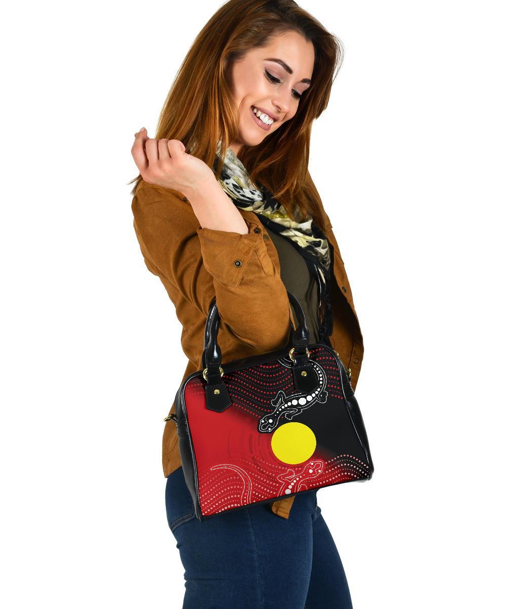 Aboriginal Shoulder Handbag - Two Indigenous Lizard - Vibe Hoodie