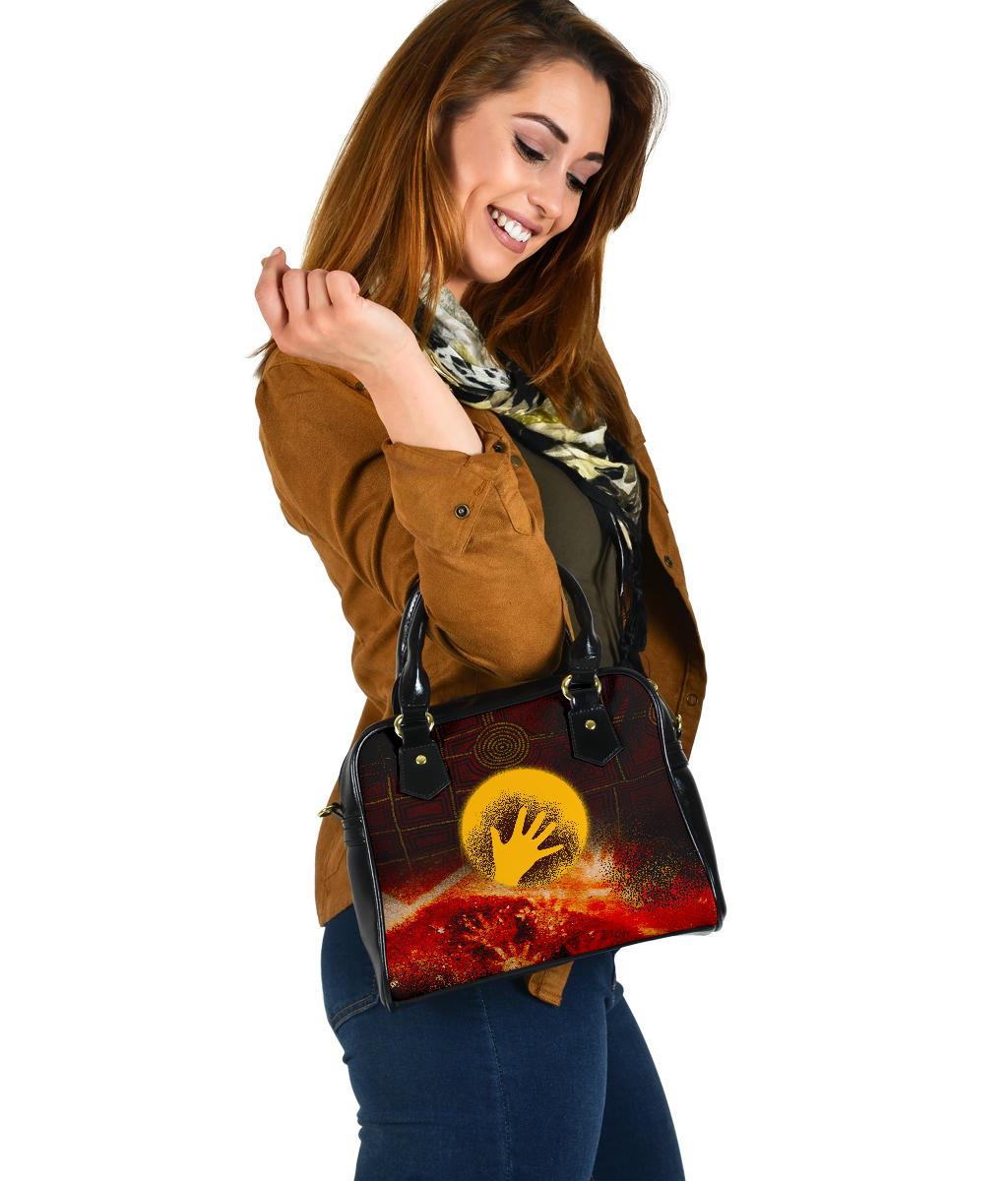 Aboriginal Shoulder Handbag - Indigenous Flag Hand Art - Vibe Hoodie