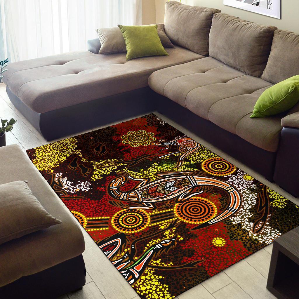 aboriginal-area-rug-kangaroo-and-lizard-dot-painting-art