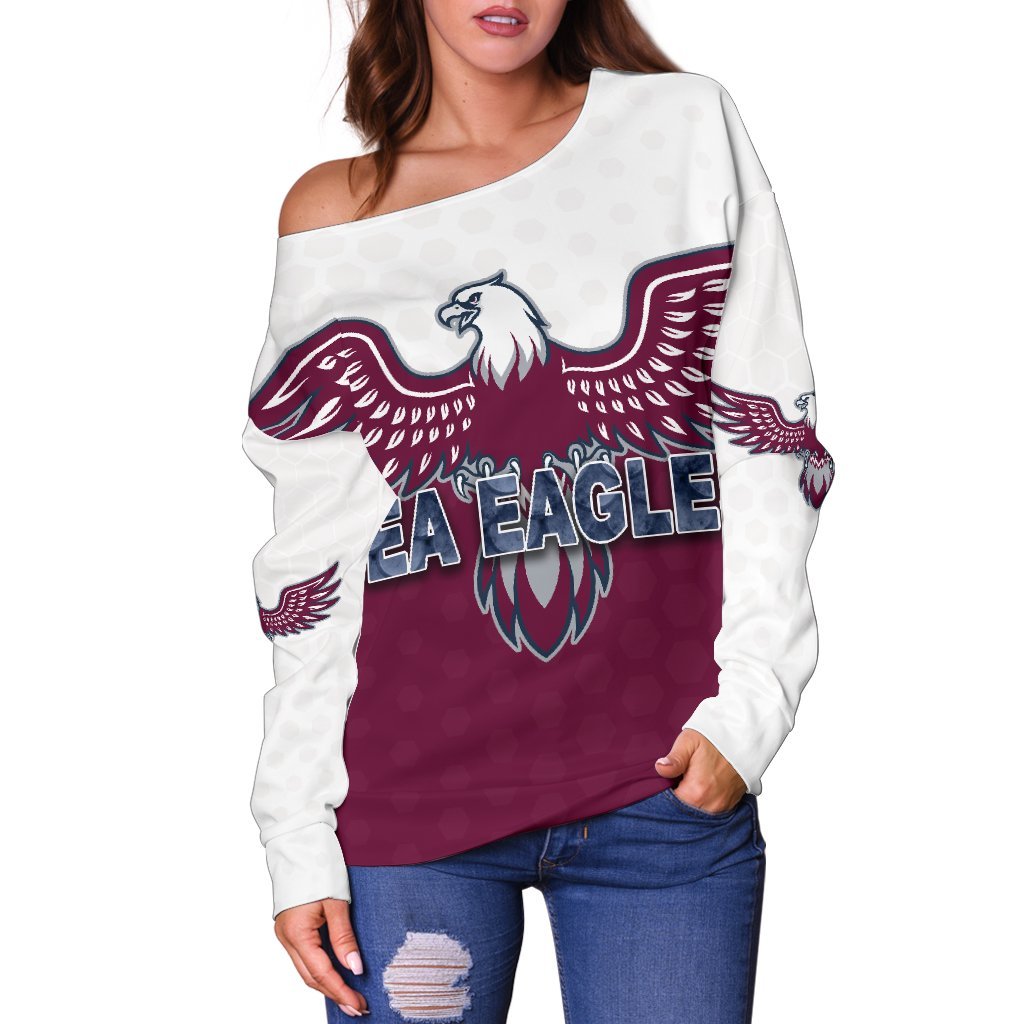 Warringah Women Off Shoulder Sweater Sea Eagles - Vibe Hoodie