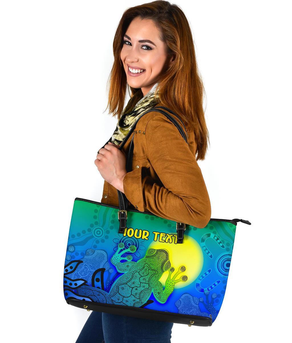 customaboriginal-large-leather-tote-bag-indigenous-frog-blue