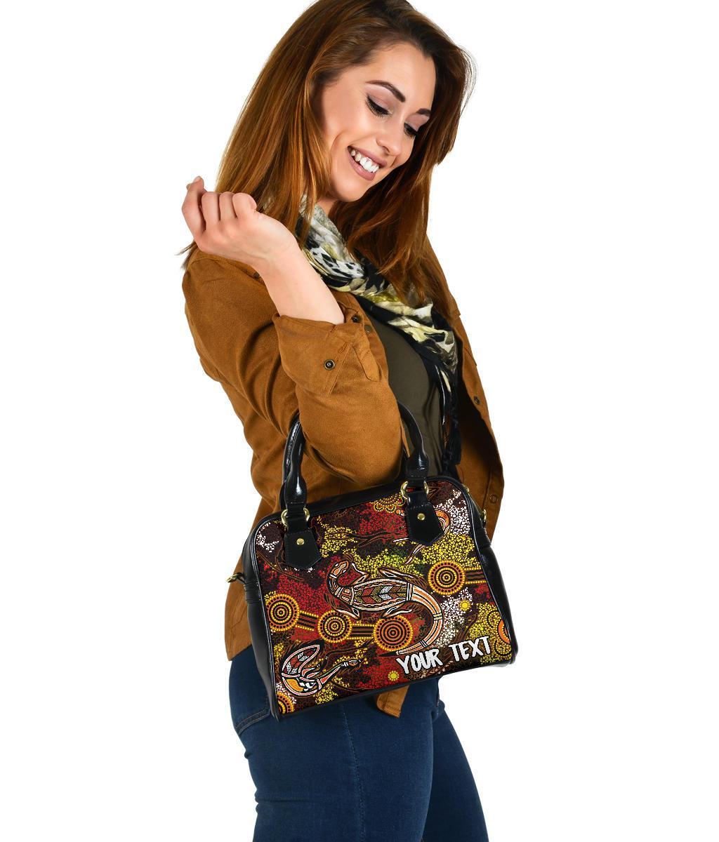 [Custom] Aboriginal Shoulder Handbag , Kangaroo and Lizard Dot Painting Art - Vibe Hoodie