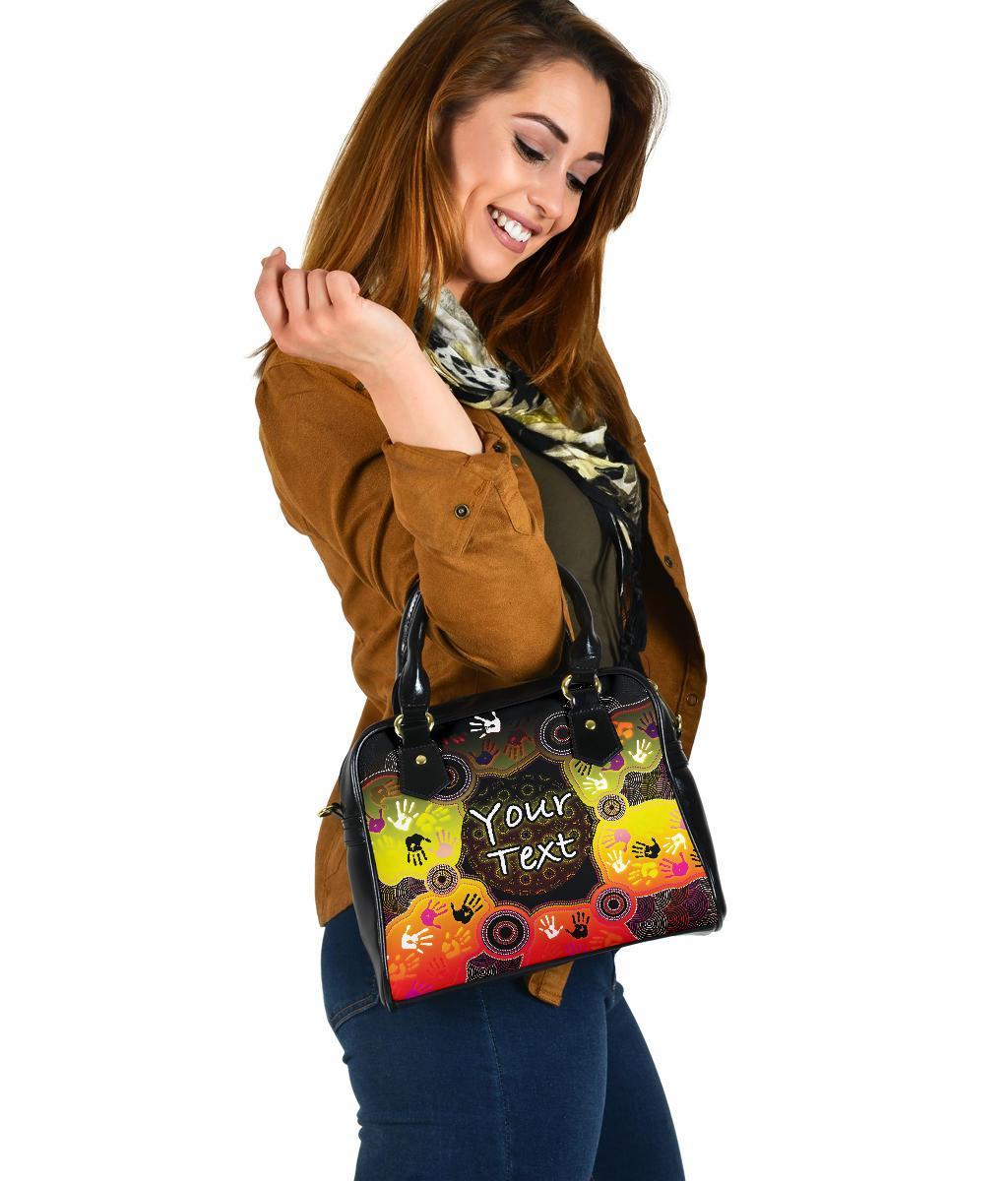 [Custom] Aboriginal Shoulder Handbag, Indigenous Circle Dot Painting Hand Art - Vibe Hoodie