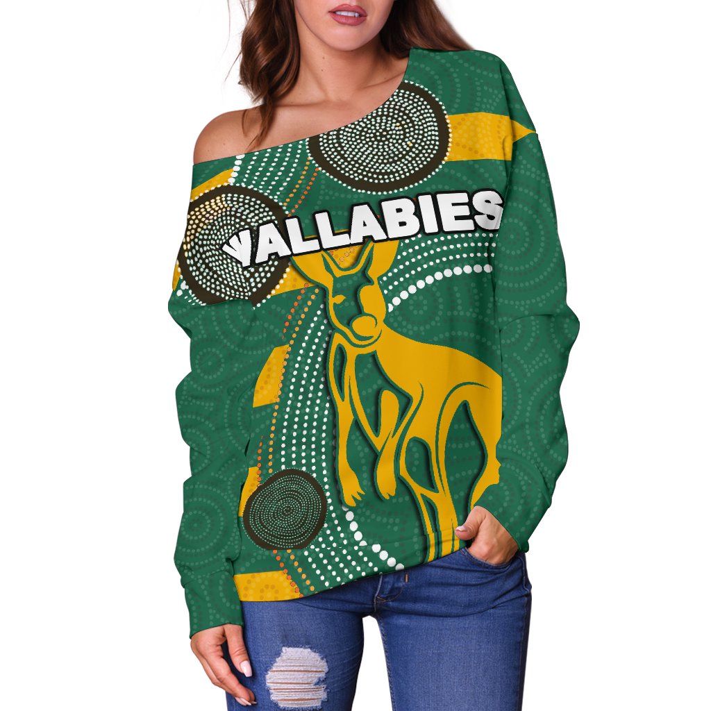 Wallabies Women'S Off Shoulder Sweater Aboriginal - Vibe Hoodie