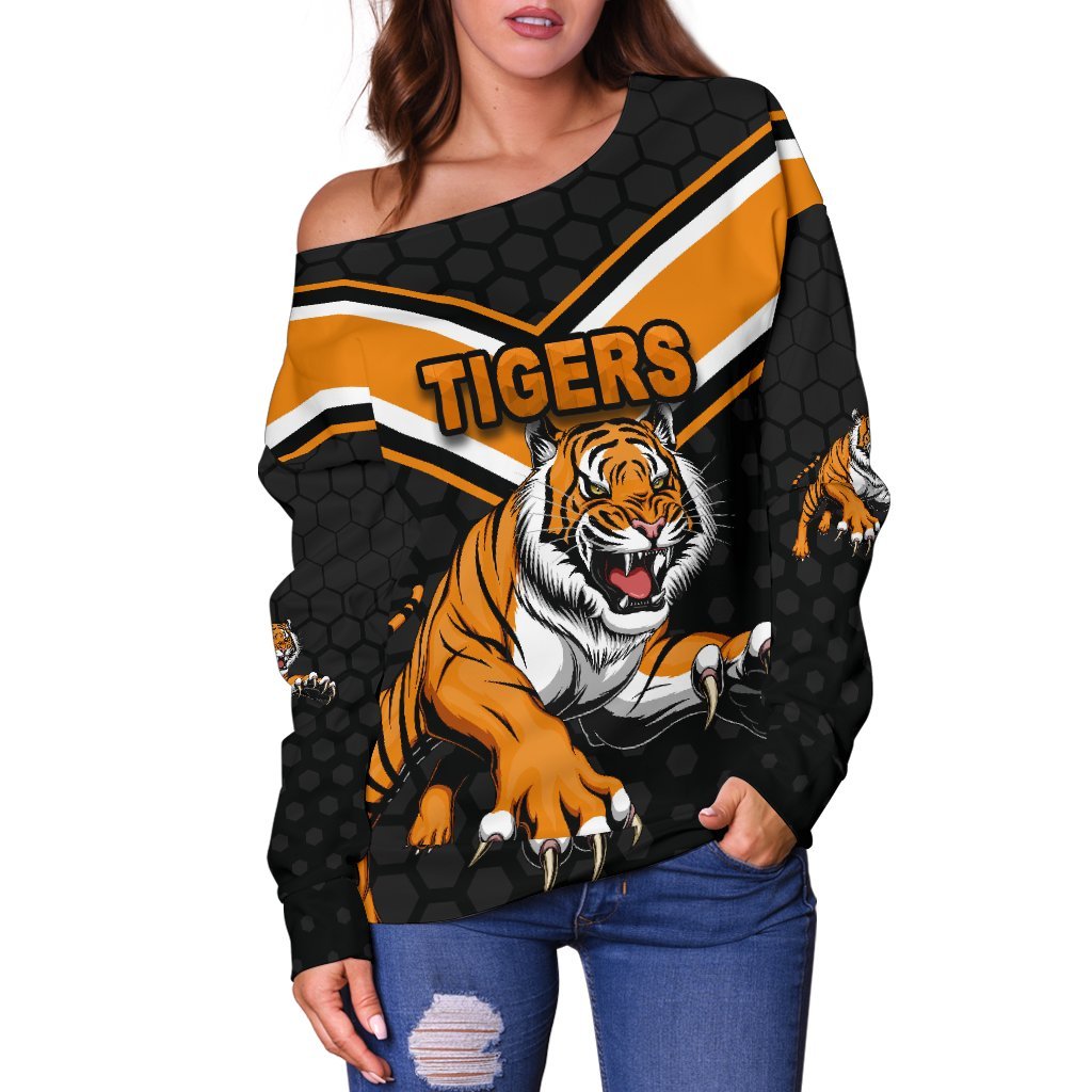 Wests Women Off Shoulder Sweater Tigers - Vibe Hoodie