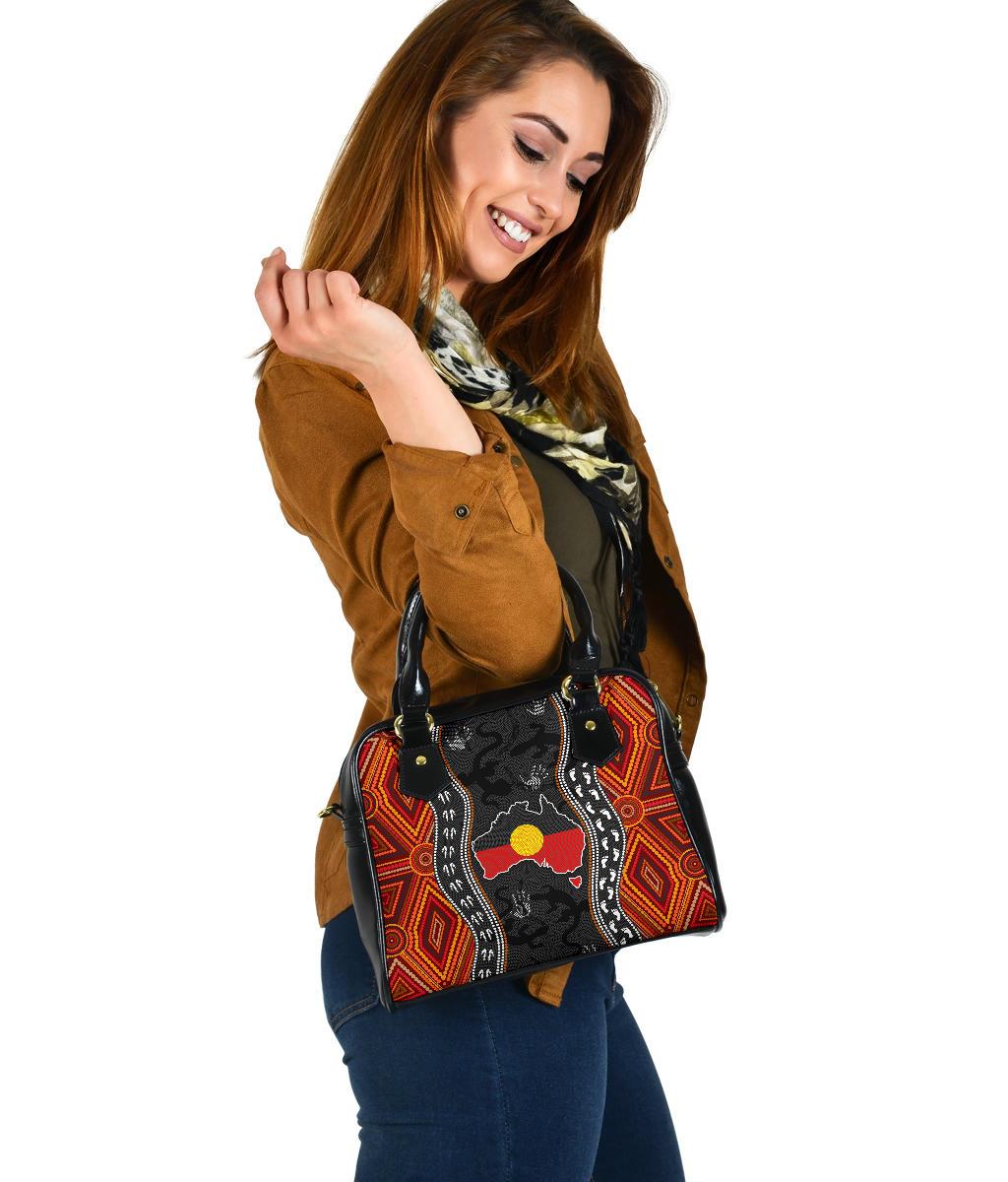 Aboriginal Shoulder Handbag - Australia Indigenous Map - Vibe Hoodie