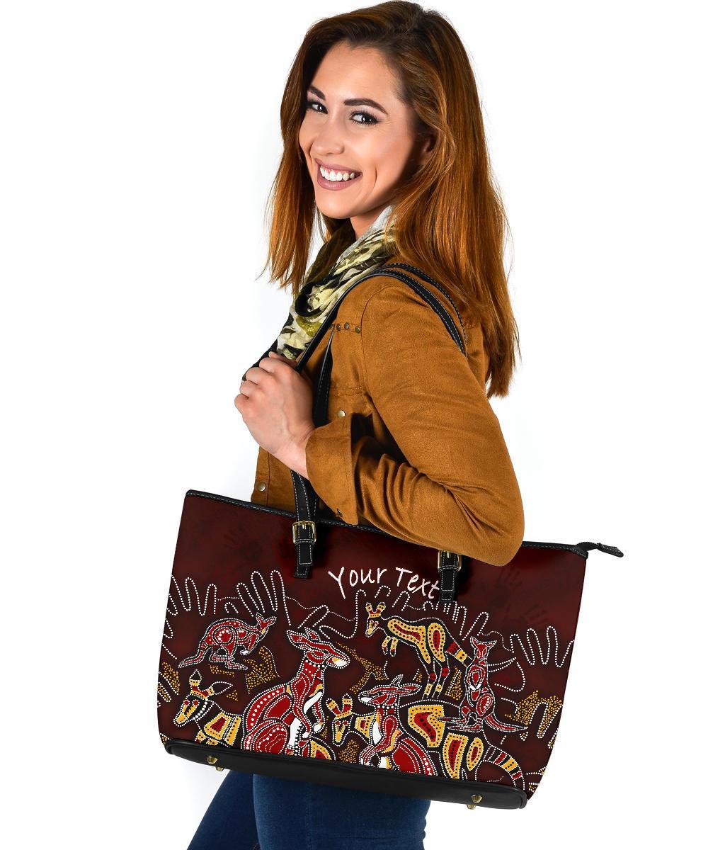 custom-aboriginal-leather-tote-bag-kangaroo-family-with-hand-art