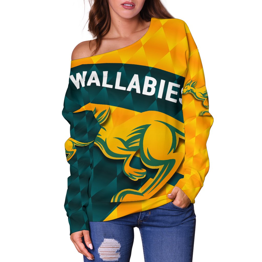 Wallabies Women Off Shoulder Sweater Sporty Style - Vibe Hoodie