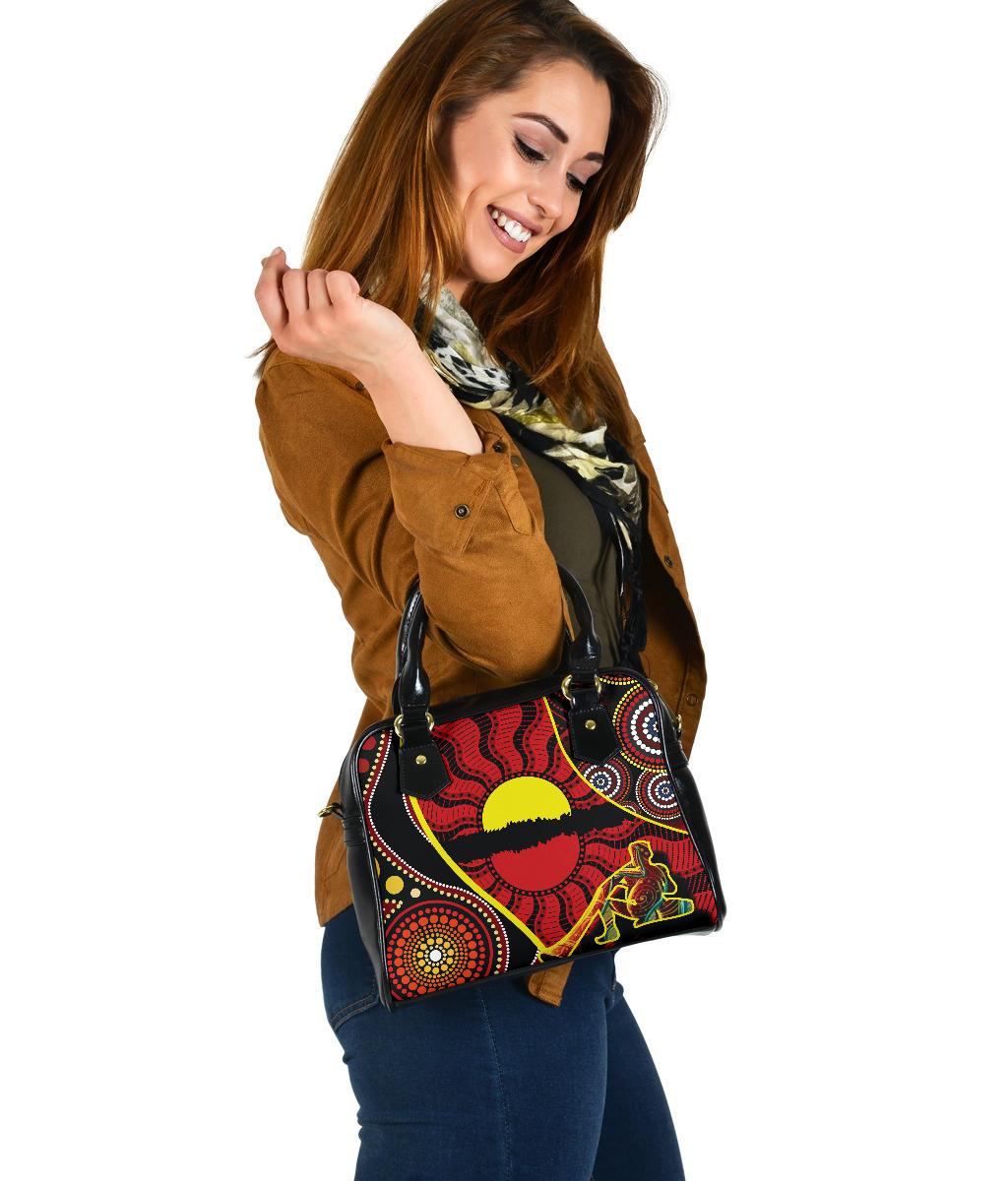 Shoulder Handbag - Australia Aboriginal Dots With Didgeridoo - Vibe Hoodie