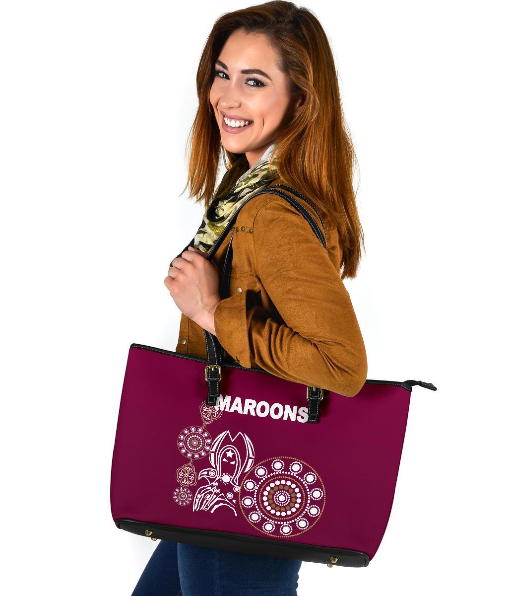 queensland-large-leather-tote-bag-maroons-simple-indigenous