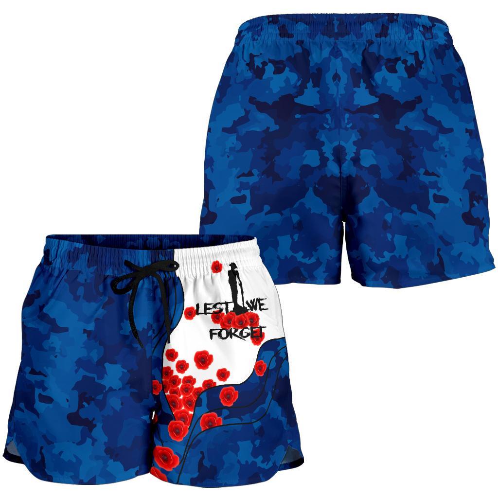 Anzac Lest We Forget Women's Shorts - Australian Flag Blue - - Vibe Hoodie