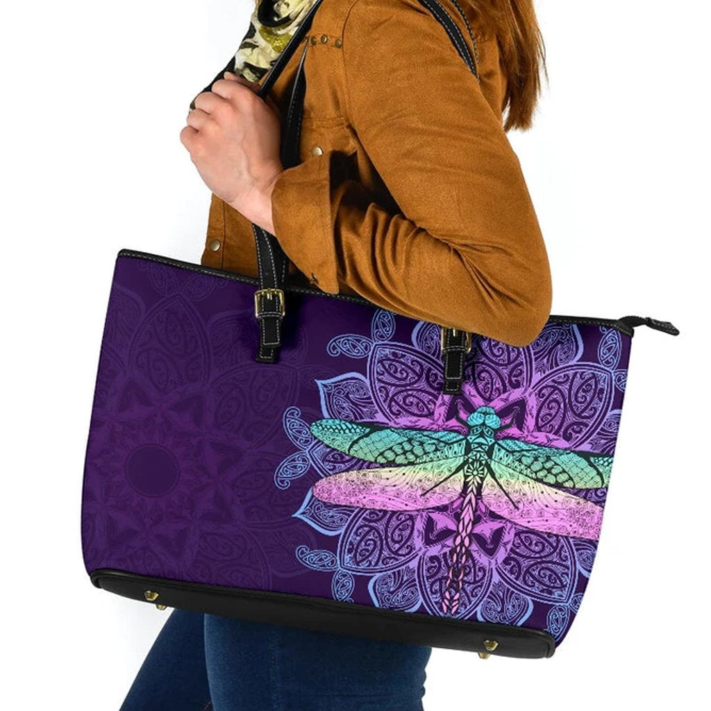 maori-mandala-dragonfly-leather-tote-bag