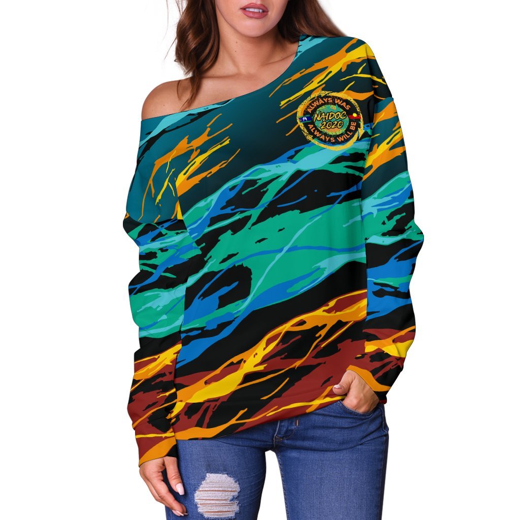 Women's Off Shoulder Sweater - Naidoc Always Was, Always Will Be - Vibe Hoodie