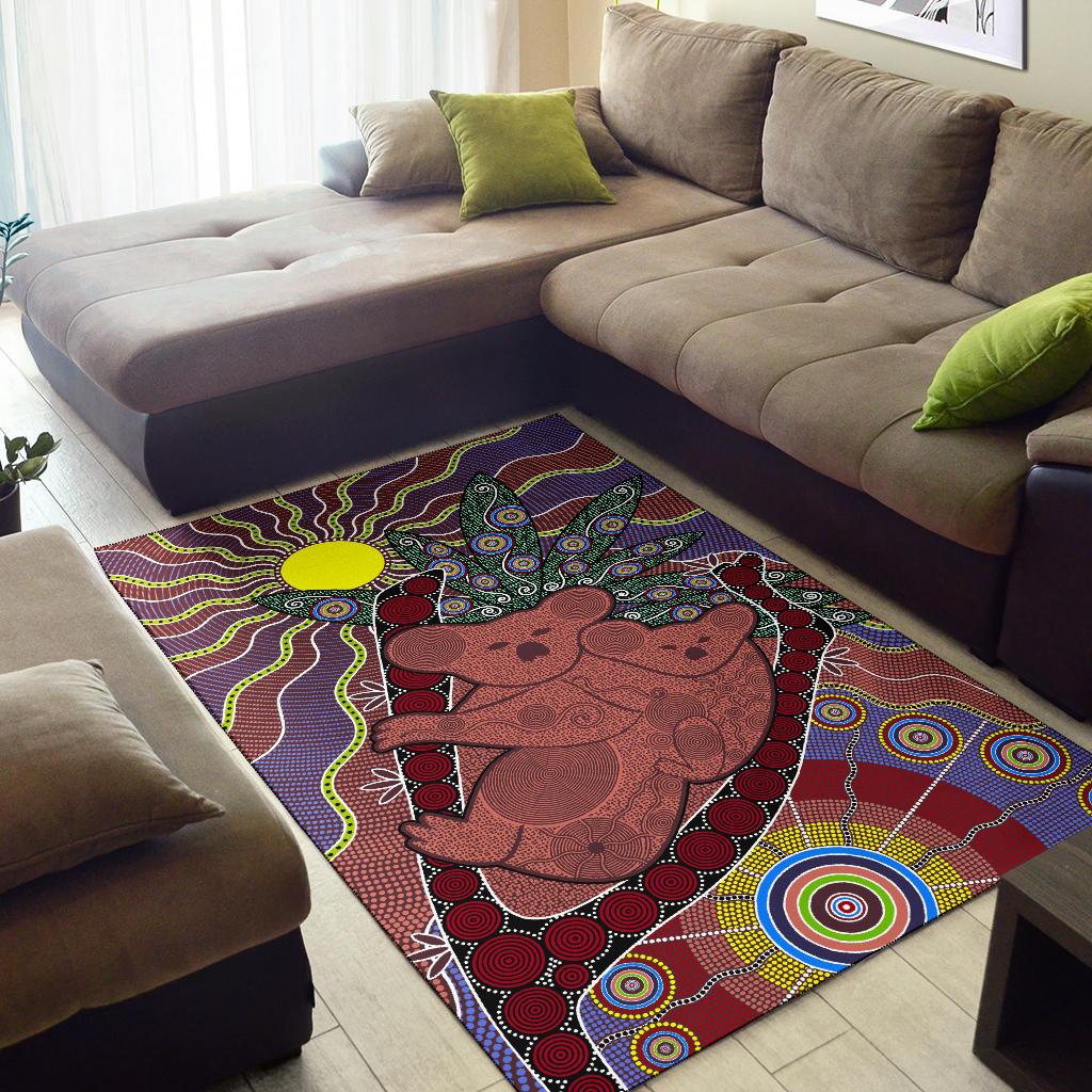 aboriginal-area-rug-koala-sun-dot-painting-circle-patterns