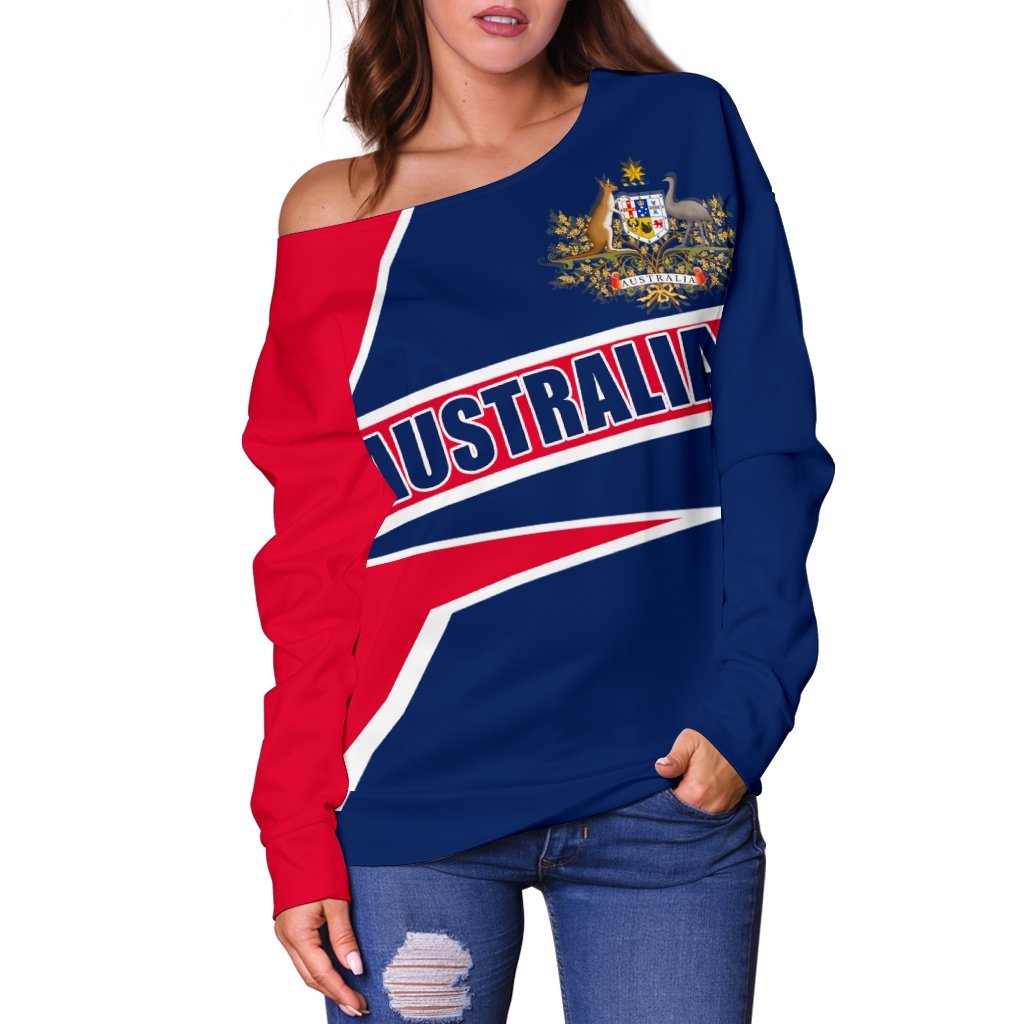 Women's Off Shoulder Sweater - Australian's Pride Ver01 - Vibe Hoodie