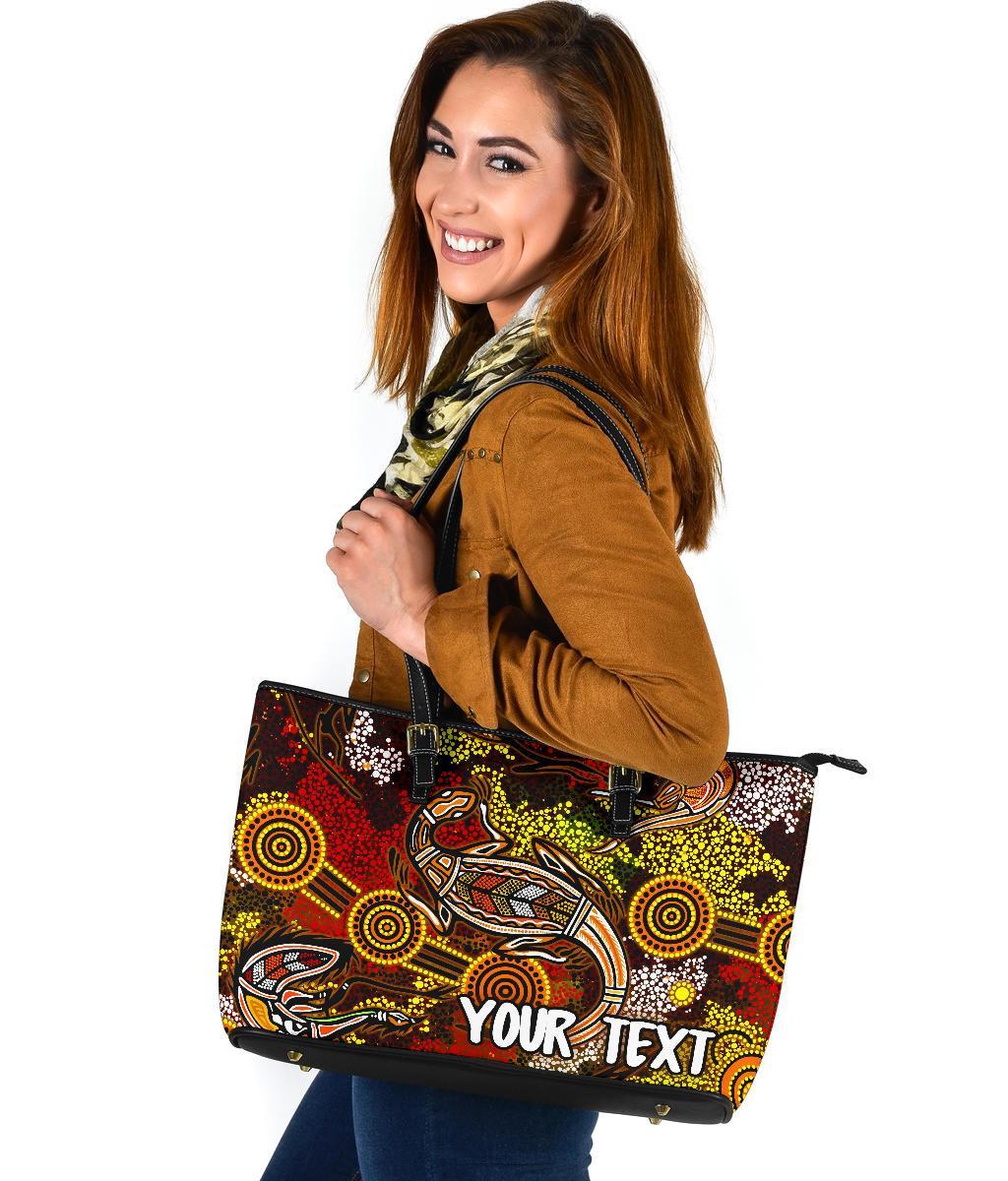 custom-aboriginal-leather-tote-bag-kangaroo-and-lizard-dot-painting-art