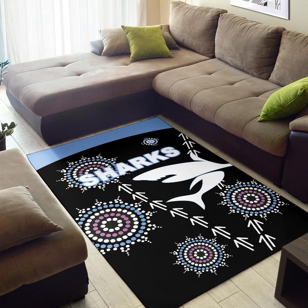 cronulla-area-rug-sharks-simple-indigenous-black