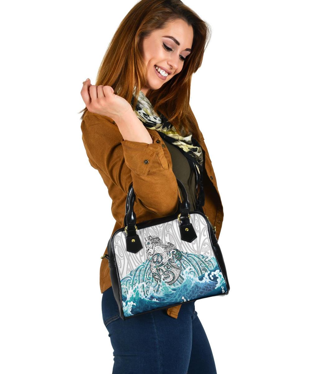 Maori Manaia The Blue Sea Shoulder Handbag, White - Vibe Hoodie