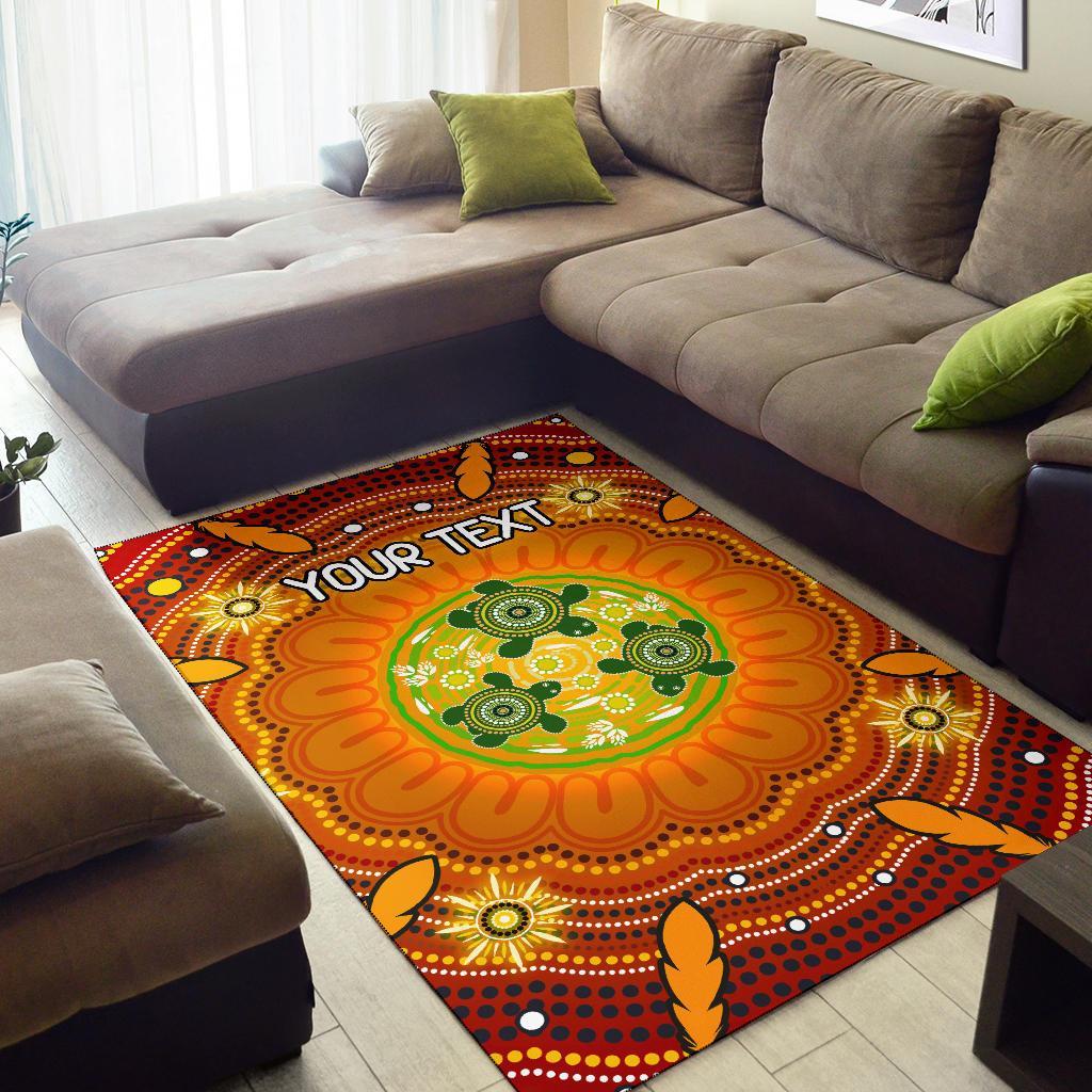 custom-text-aboriginal-area-rug-turtle-circle-dot-painting-art