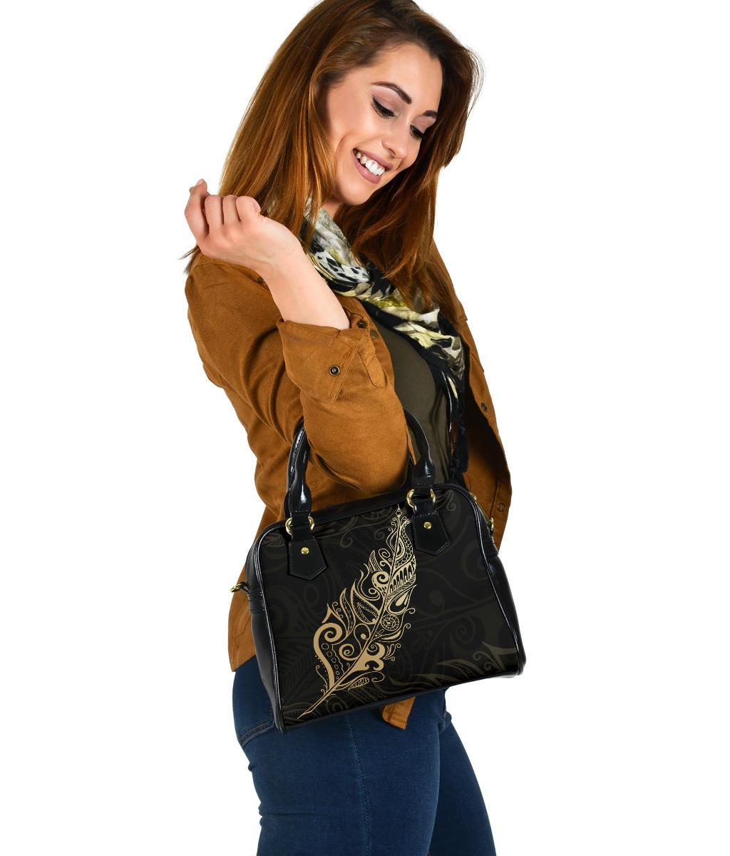 Light Silver Fern New Zealand Shoulder Handbag - Golden - Vibe Hoodie