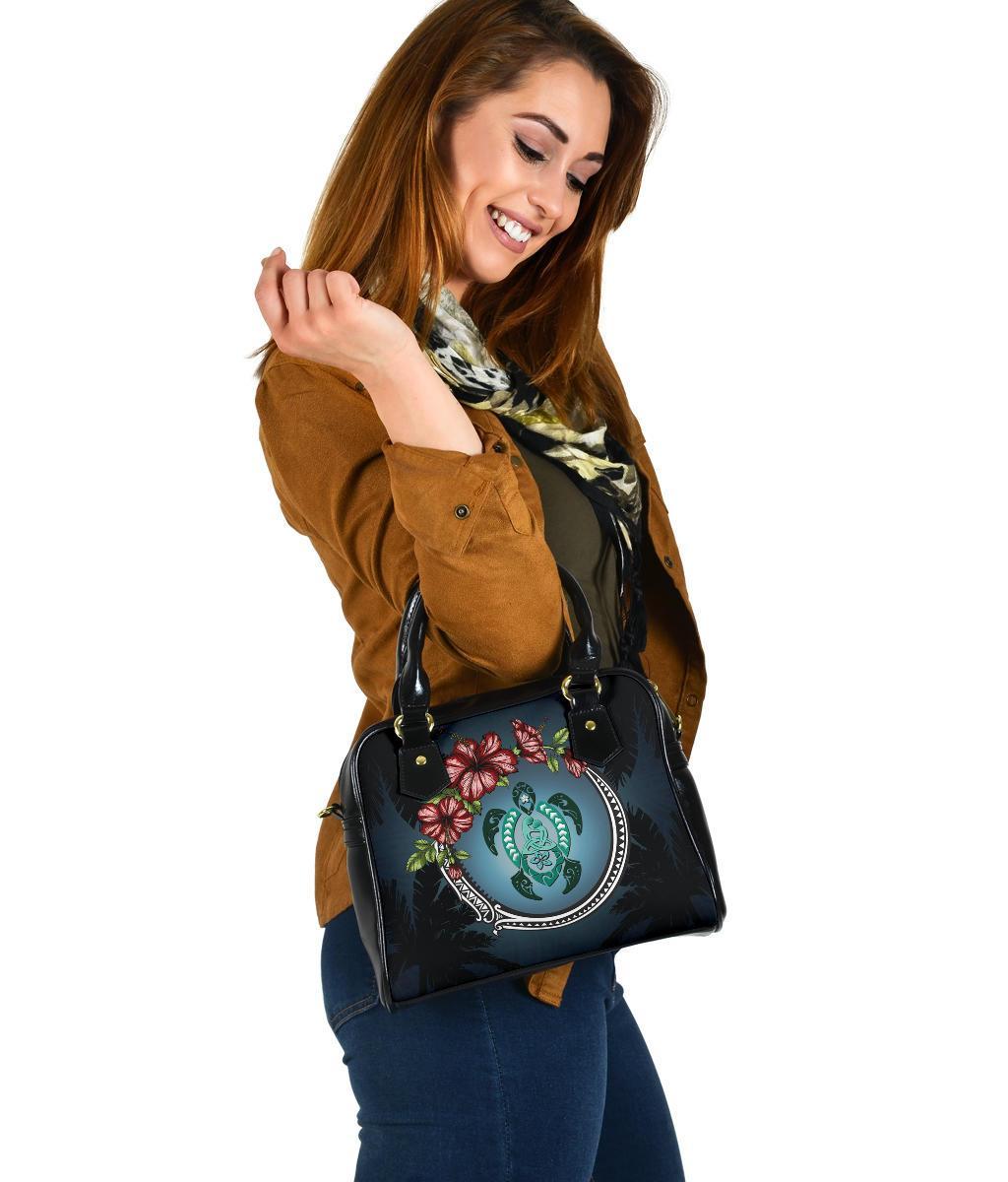 New Zealand Shoulder Handbag - Polynesian Ohana Turtle Hibiscus Mother Son - Vibe Hoodie