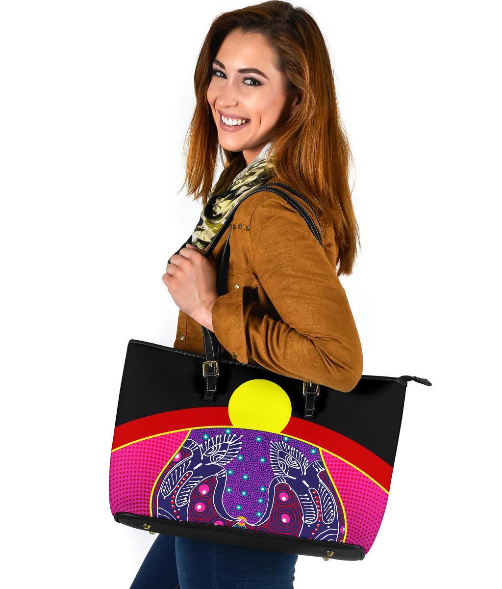 leather-tote-bags-aboriginal-sublimation-dot-pattern-style-violet