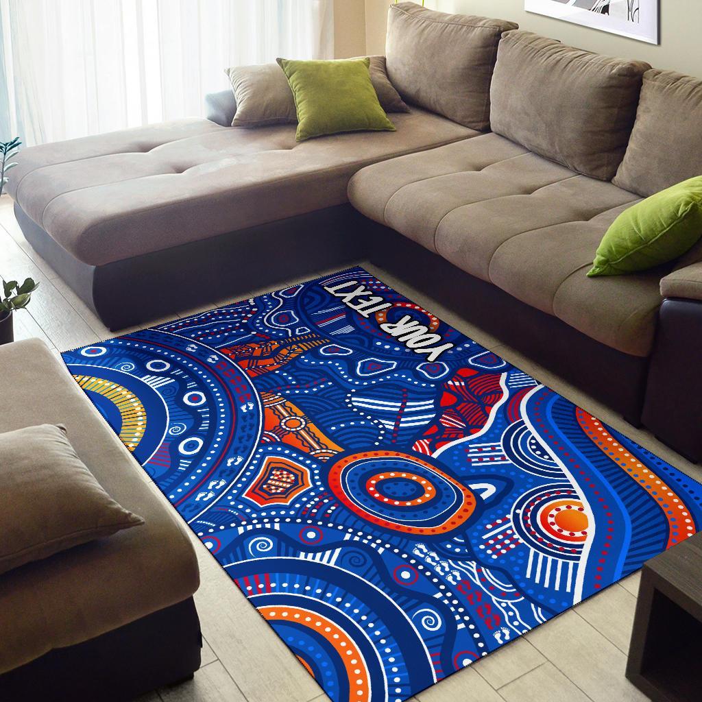 custom-text-aboriginal-area-rugs-indigenous-footprint-patterns-blue-color