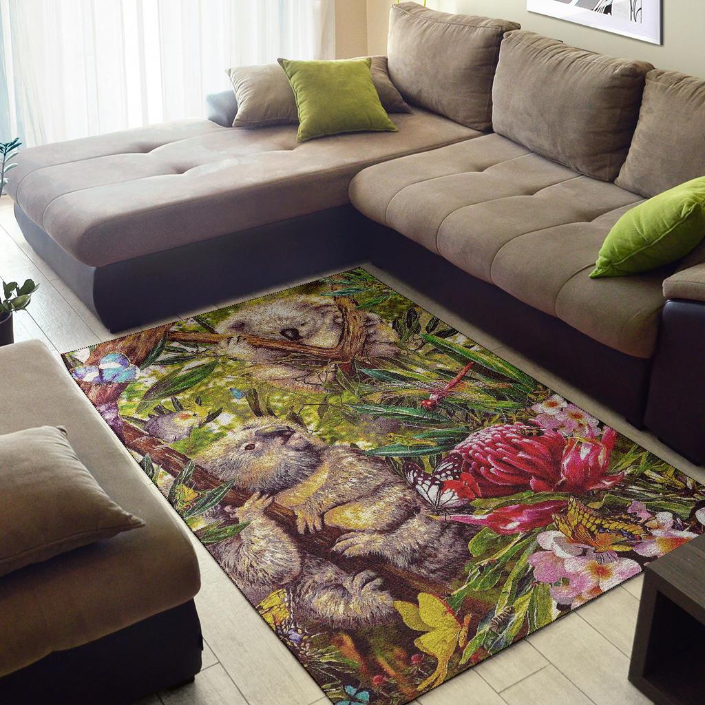 koala-area-rug-3d-koala-with-waratah-flower-rug