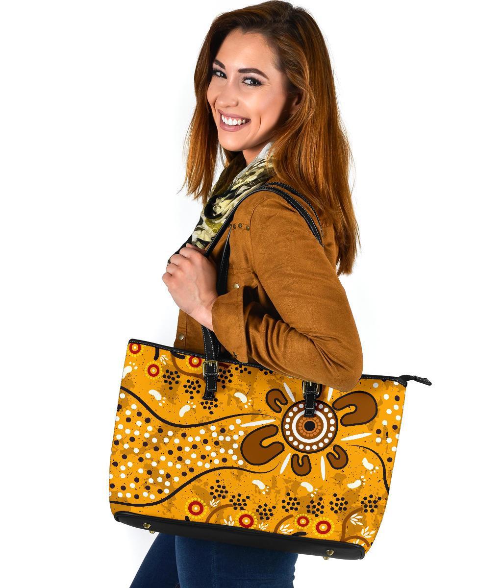 large-leather-tote-bag-aboriginal-art-in-spring-style