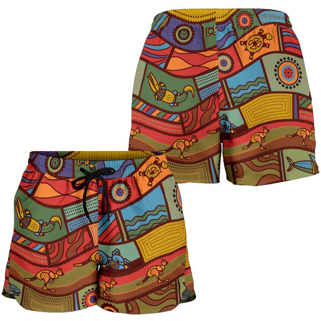 Women's Shorts - Aboriginal Art With Animals - Vibe Hoodie