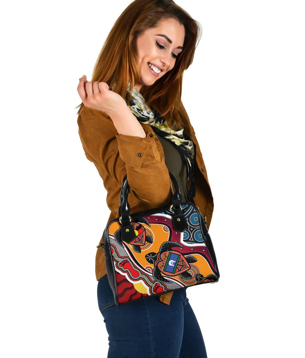 Shoulder Handbag - Australia Aboriginal Dots With Turtle and NAIDOC Flags - Vibe Hoodie