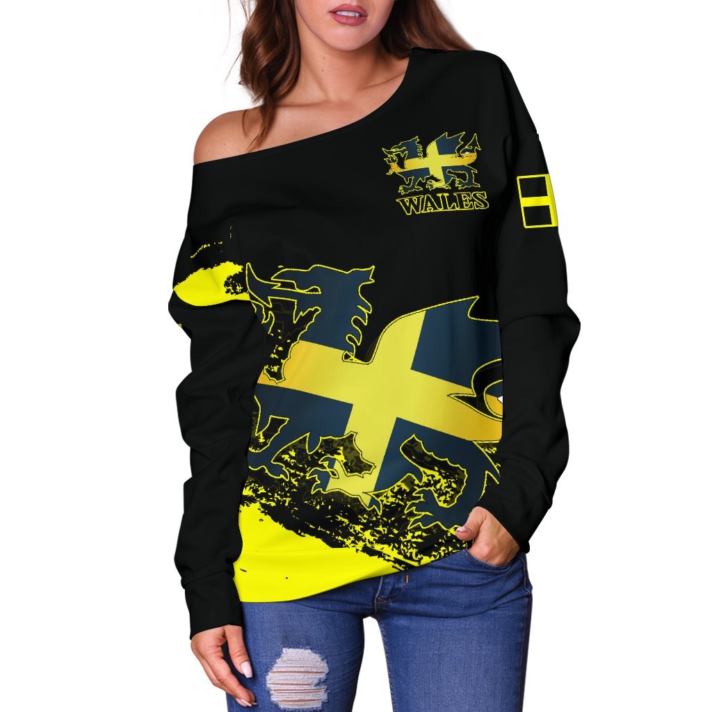 Wales - Welsh Saint David Off Shoulder - Vibe Hoodie