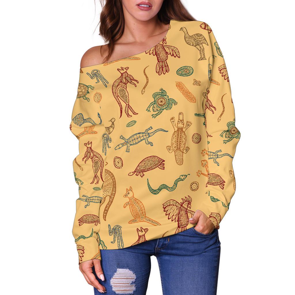 Womens Off Shoulder Sweater - Australian Animals Sweater - Vibe Hoodie