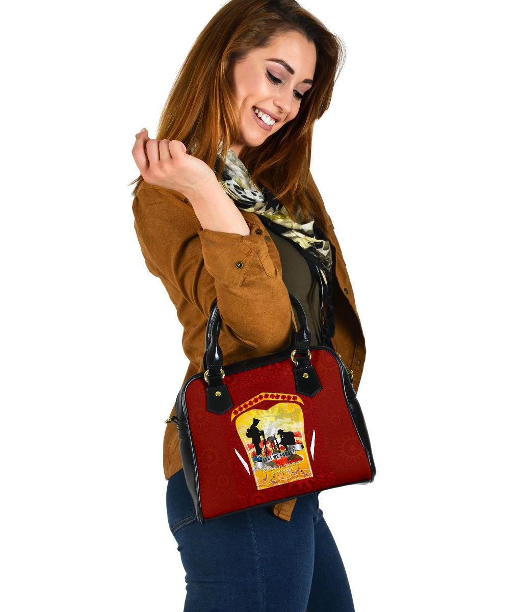 Anzac Shoulder Handbag - Lest We Forget Aboriginal Version - Vibe Hoodie