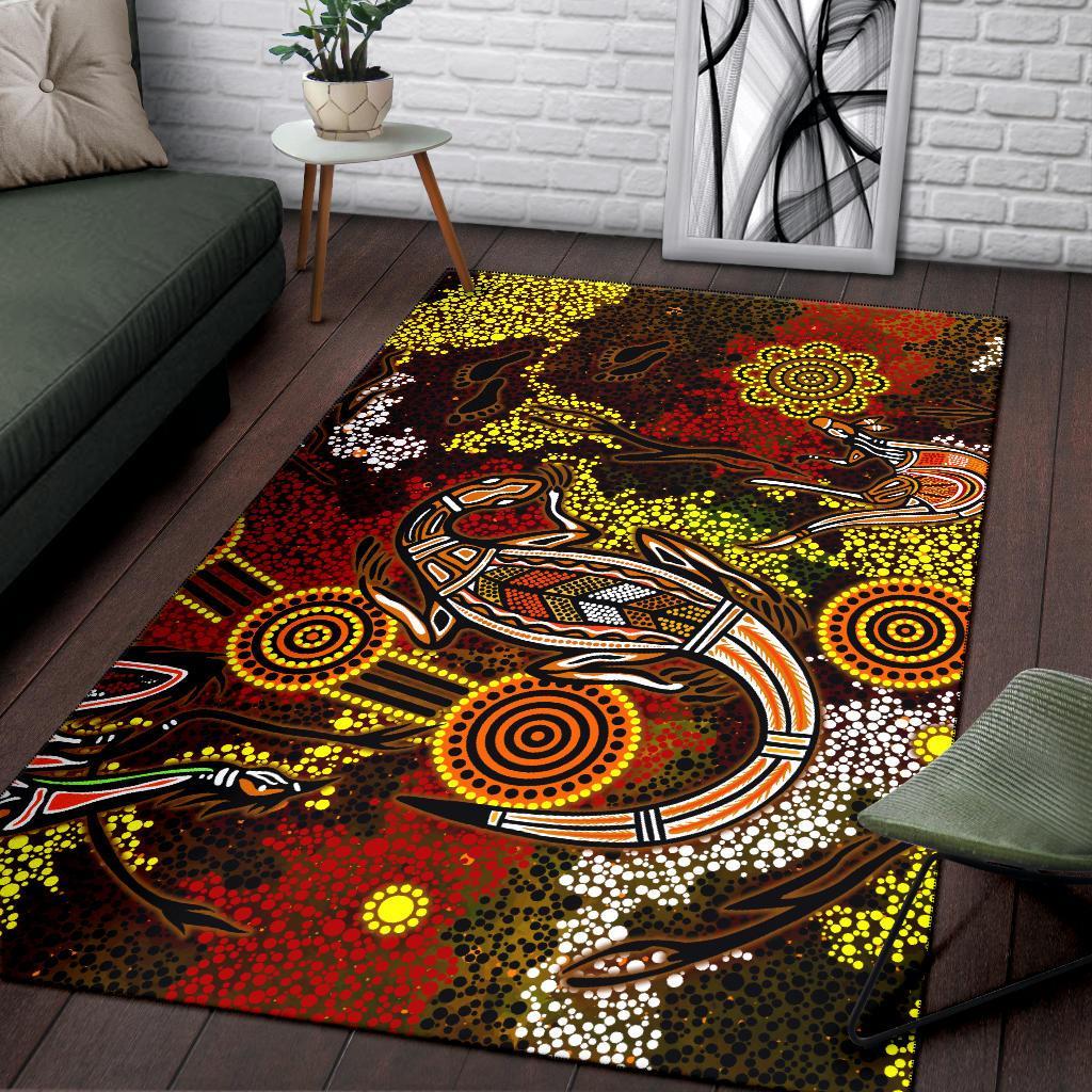 aboriginal-area-rug-kangaroo-and-lizard-dot-painting-art