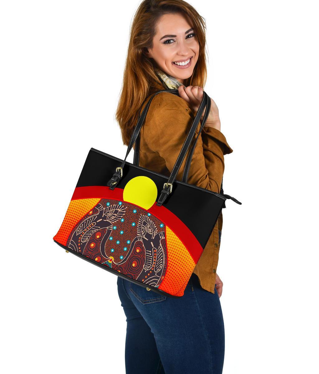 leather-tote-bag-aboriginal-sublimation-dot-pattern-style-red