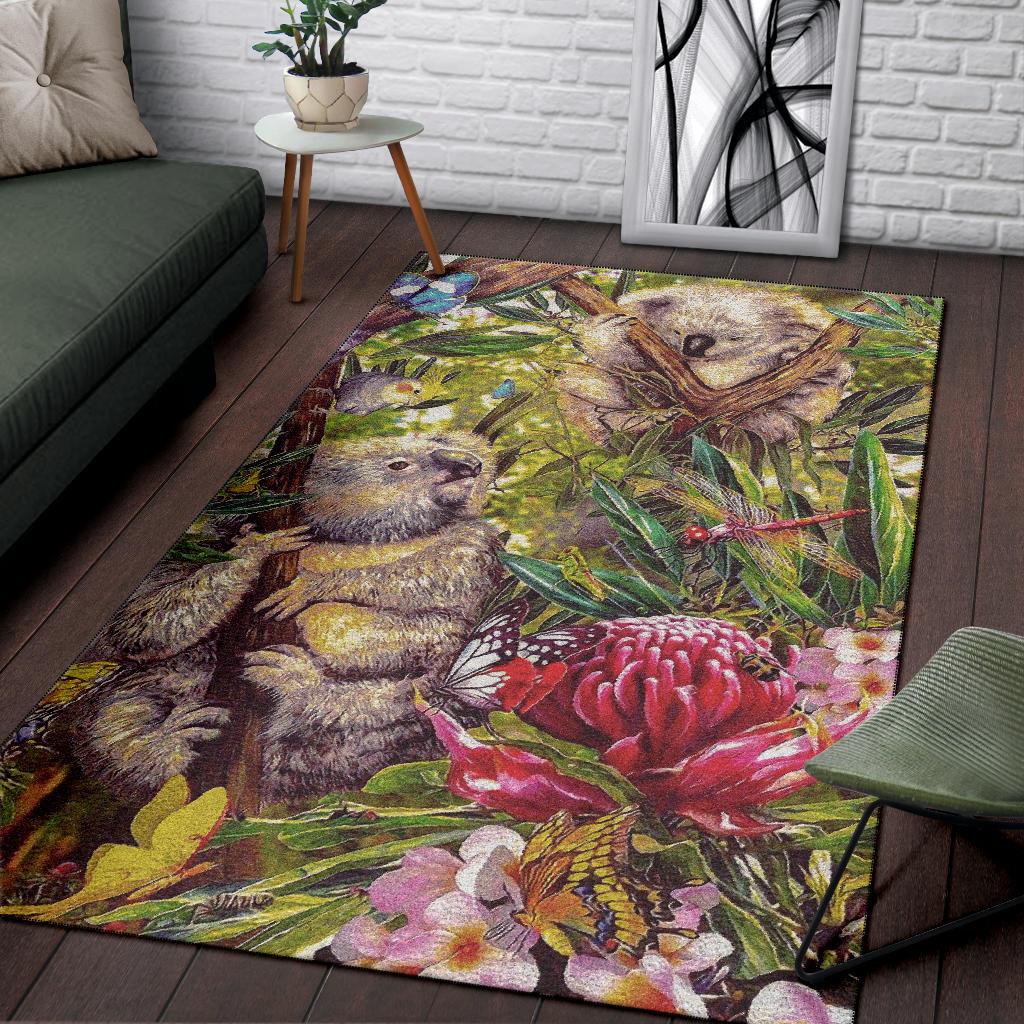 koala-area-rug-3d-koala-with-waratah-flower-rug