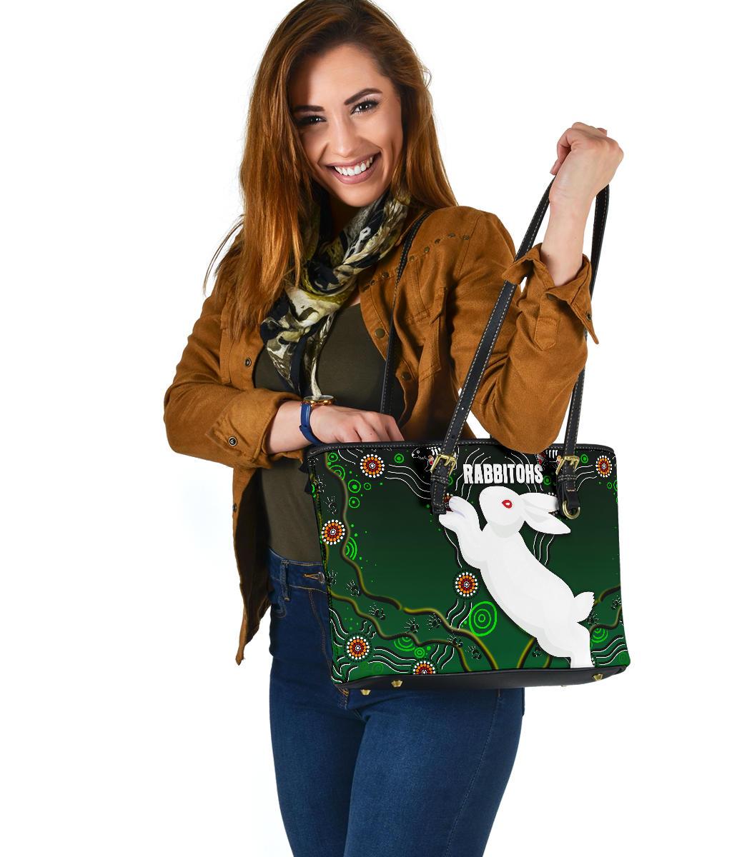 rabbitohs-small-leather-tote-bags-simple-indigenous