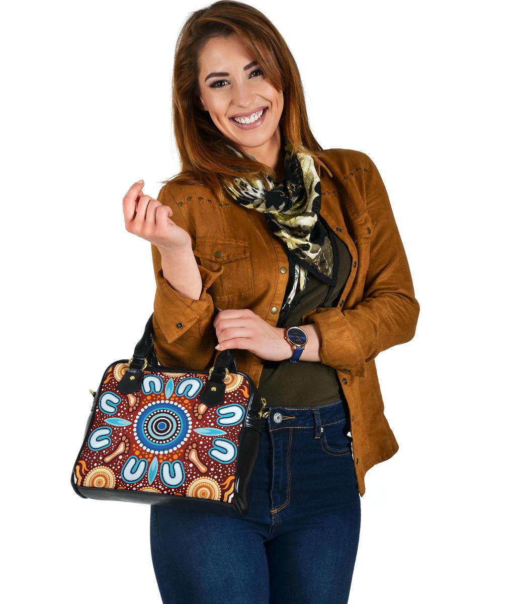 Shoulder Handbag - Indigenous Circle Dot Painting Ver02 - Vibe Hoodie