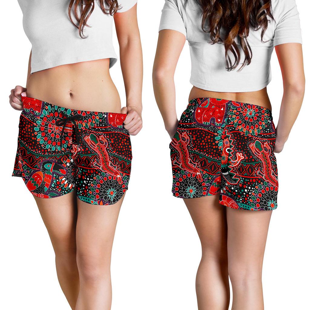 Women's Shorts - Aboriginal Animal & Dot Acrylic Paint - Vibe Hoodie