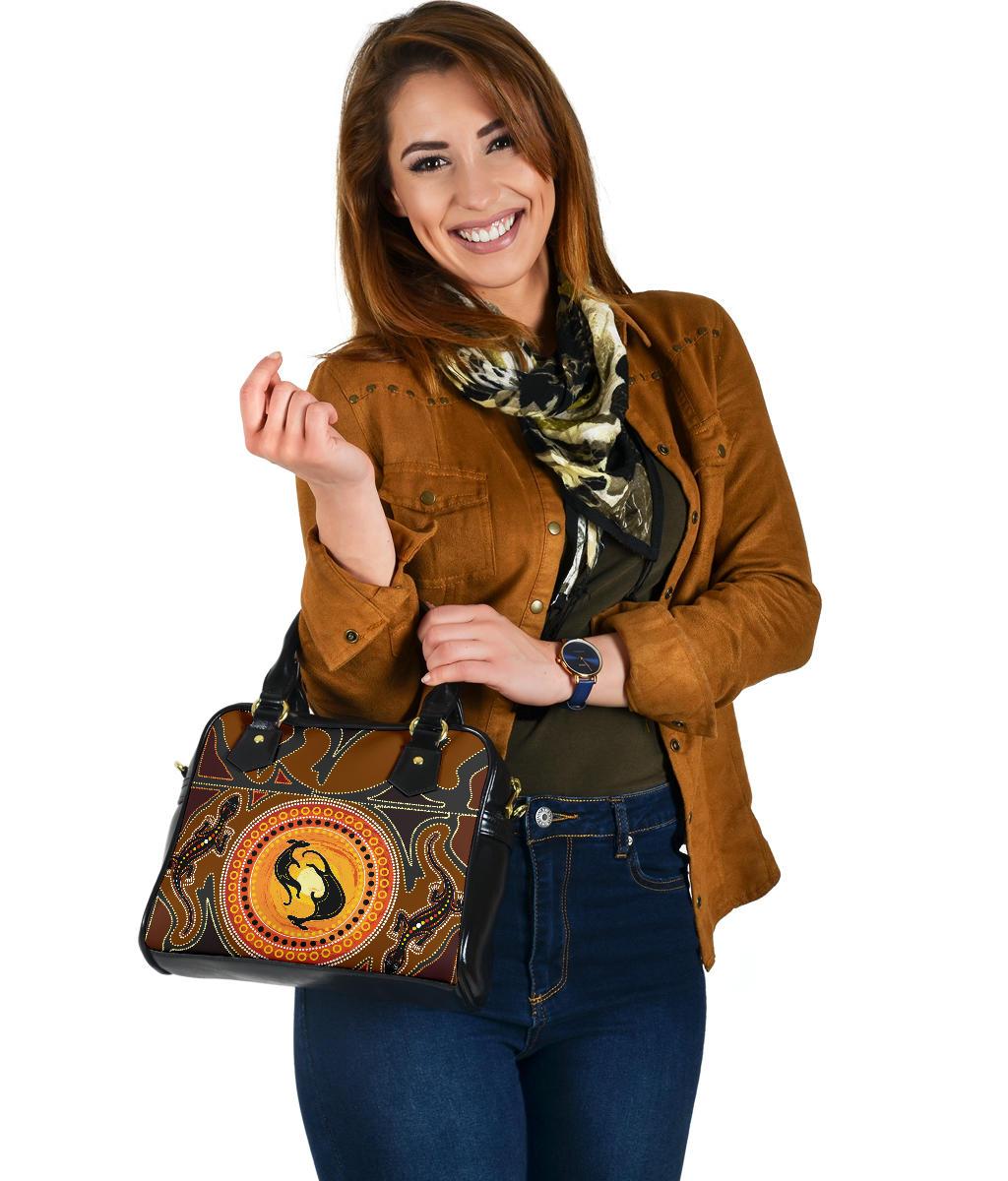 Shoulder Handbag - Aboriginal Bag Dot Painting - Vibe Hoodie