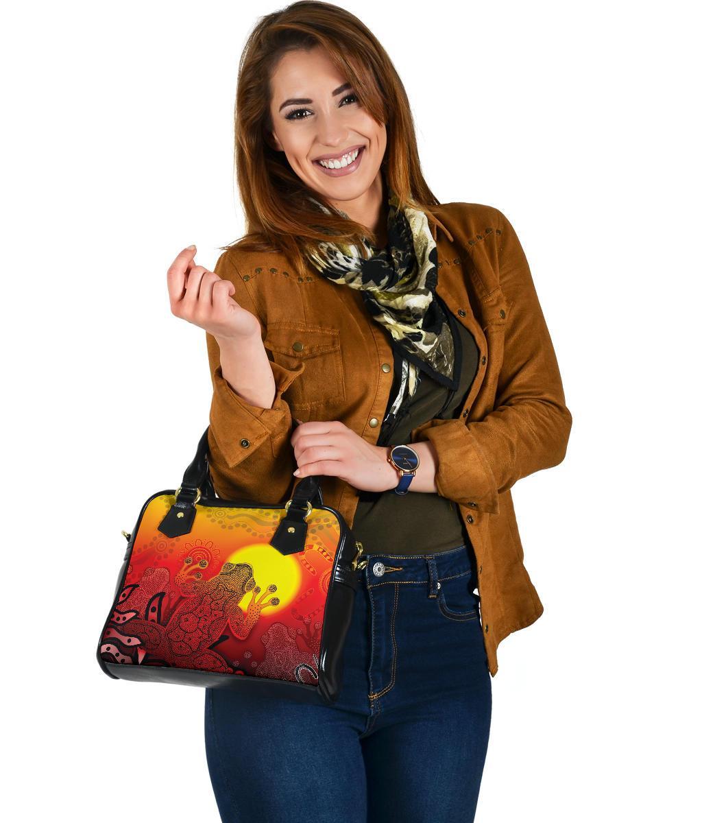 Aboriginal Shoulder Handbag - Indigenous Frog (Red) - Vibe Hoodie