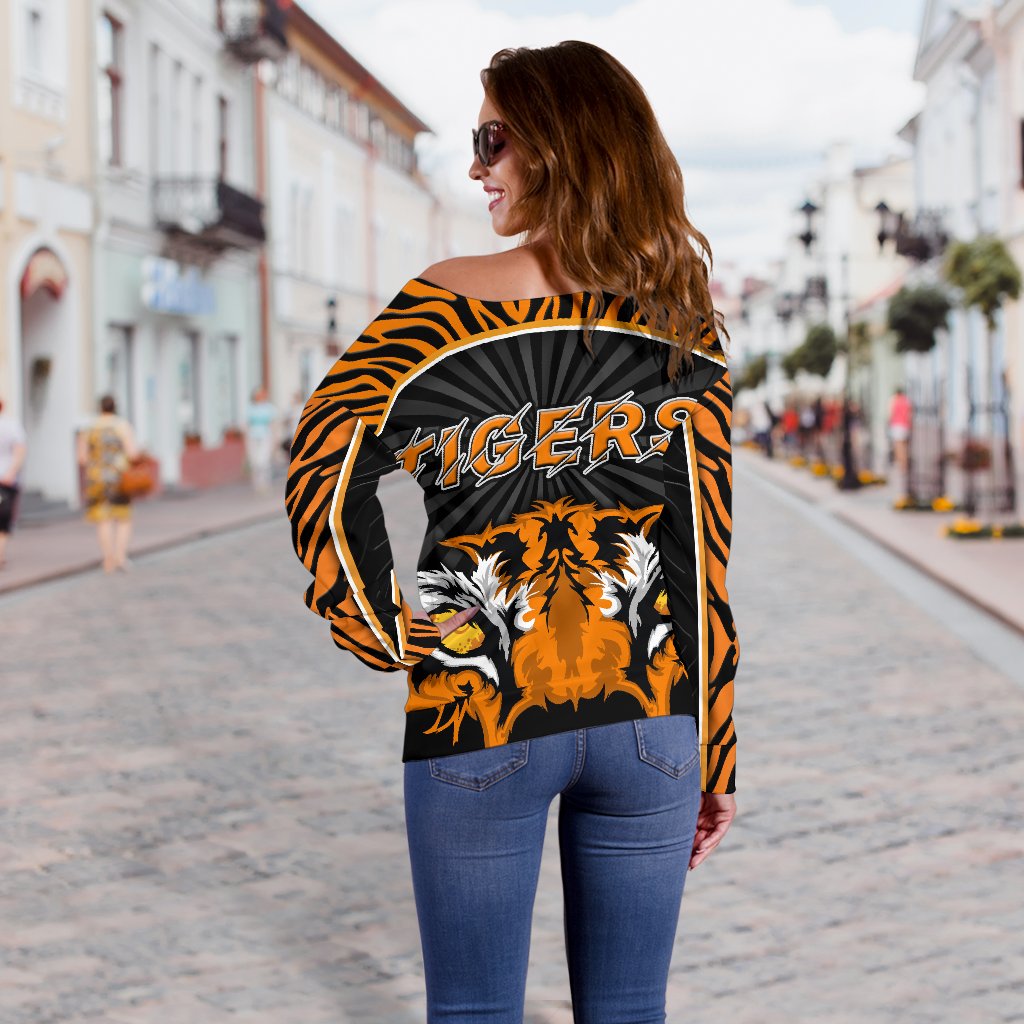 Wests Women's Off Shoulder Sweater Rugby - Tigers - Vibe Hoodie