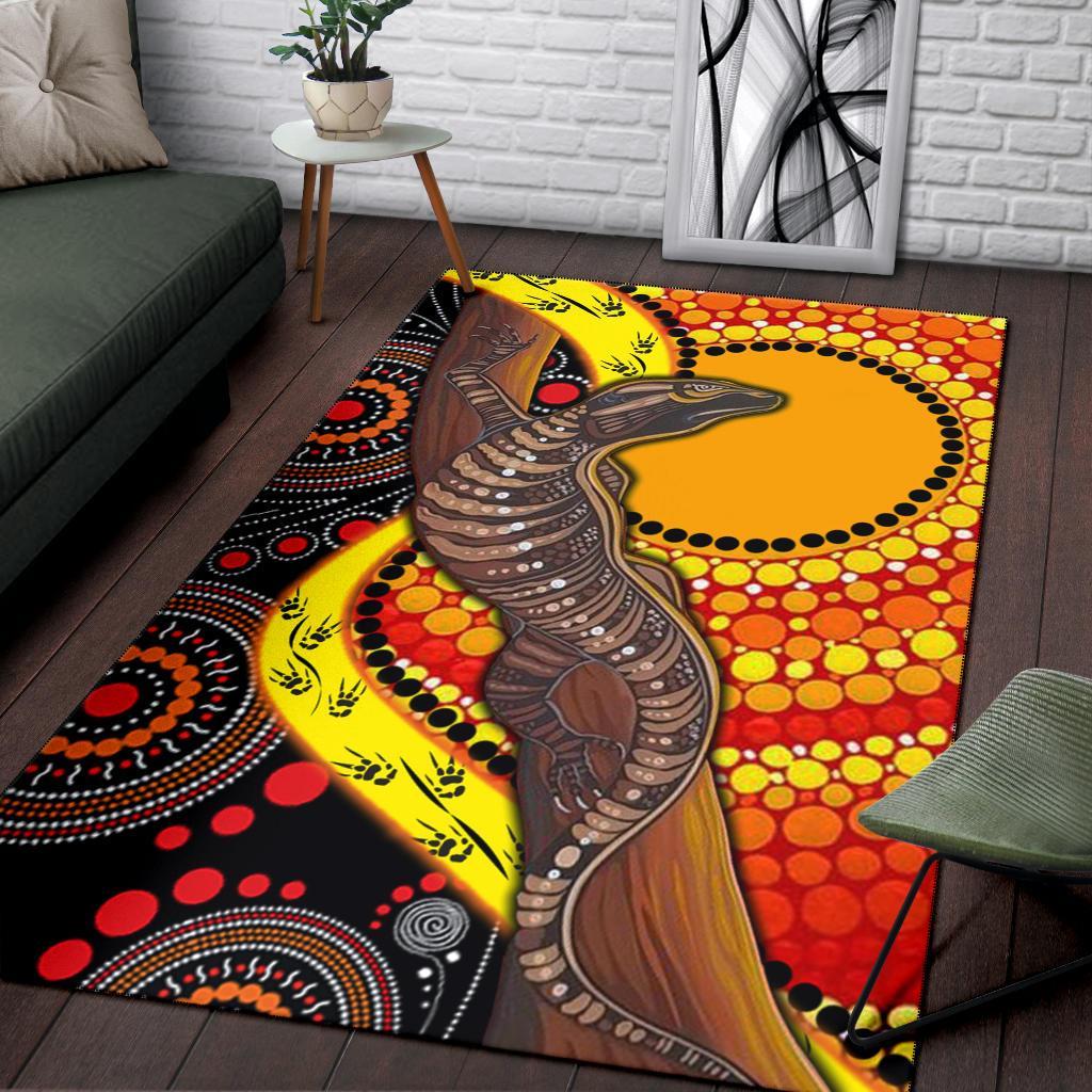 area-rug-australian-aboriginal-dot-painting-sun-and-lizard