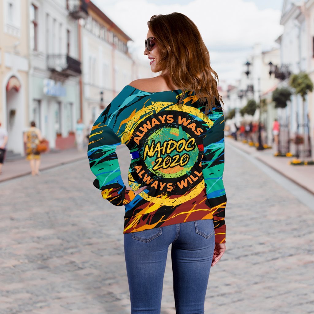 Women's Off Shoulder Sweater - Naidoc Always Was, Always Will Be - Vibe Hoodie