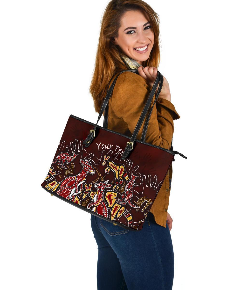 custom-aboriginal-leather-tote-bag-kangaroo-family-with-hand-art