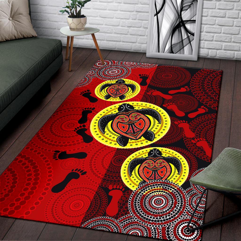 aboriginal-area-rug-turtle-footprint-circle-dot-painting