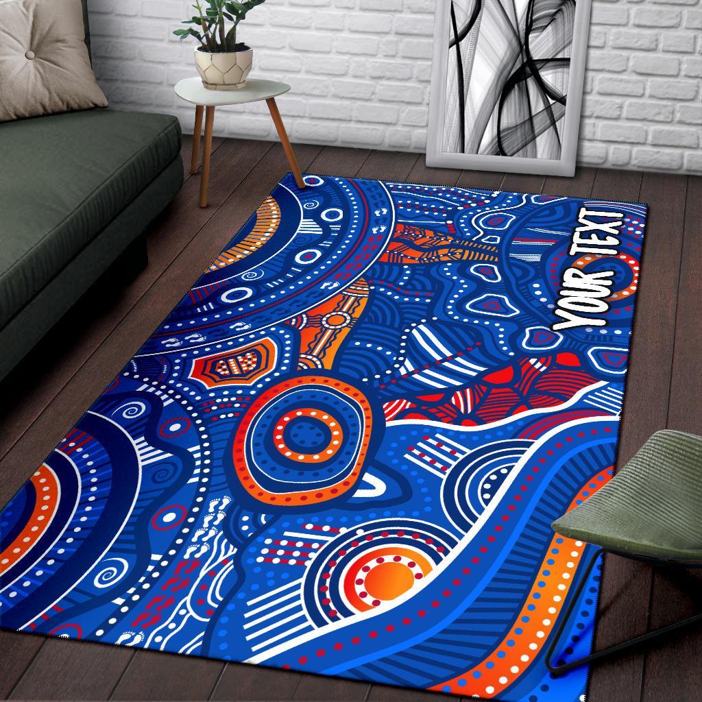 custom-text-aboriginal-area-rugs-indigenous-footprint-patterns-blue-color