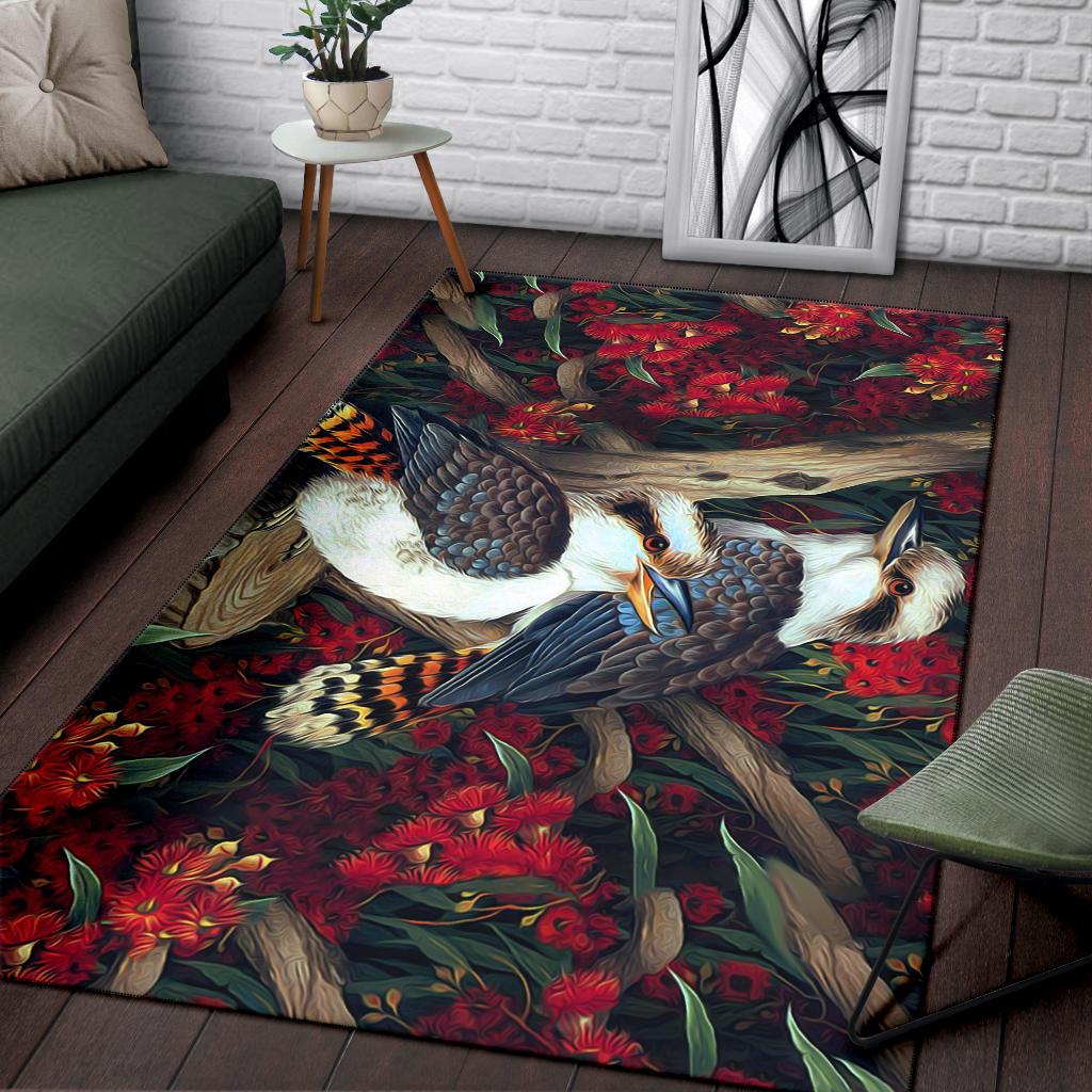 area-rug-kookaburra-rug-waratah-flowers-painting